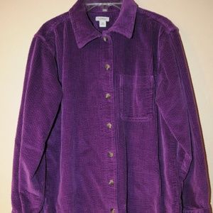 LL Bean Purple Courderoy Womens Big Shirt XS